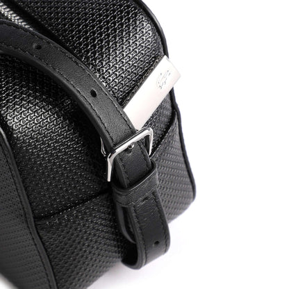 Lacoste Chantaco Crossbody Bag in Black Cow Leather with Black Logo