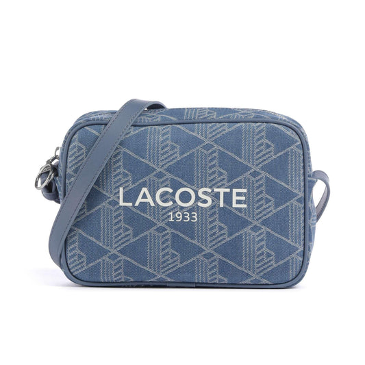 Lacoste Heritage Jacquard Crossbody Bag in Cotton Jeans with Logo
