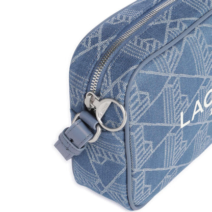 Lacoste Heritage Jacquard Crossbody Bag in Cotton Jeans with Logo