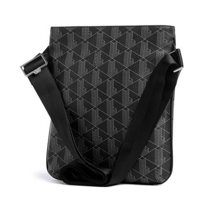 Lacoste The Blend Crossbody Bag in Black with Embossed Pattern