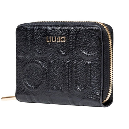 Liu Jo Black Textured Zip Wallet with Logo Detailing