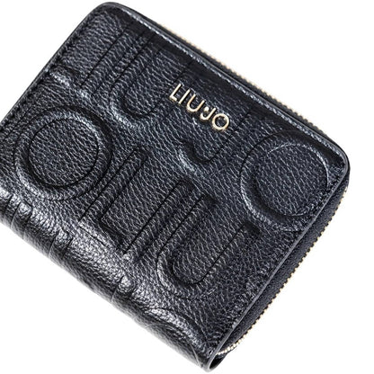 Liu Jo Black Textured Zip Wallet with Logo Detailing