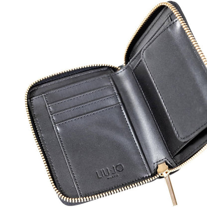 Liu Jo Black Textured Zip Wallet with Logo Detailing