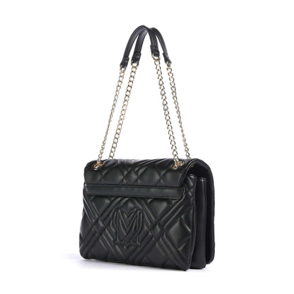 Love Moschino Quilted Shoulder Bag in Black with Gold-Tone Logo Plaque