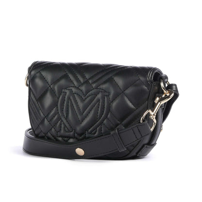 Love Moschino Quilted Crossbody Bag in Black with Signature Logo Plaque
