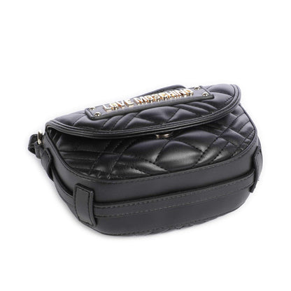 Love Moschino Quilted Crossbody Bag in Black with Signature Logo Plaque