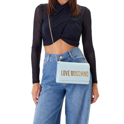 Love Moschino Light Blue Crossbody Bag with Gold Logo Detail