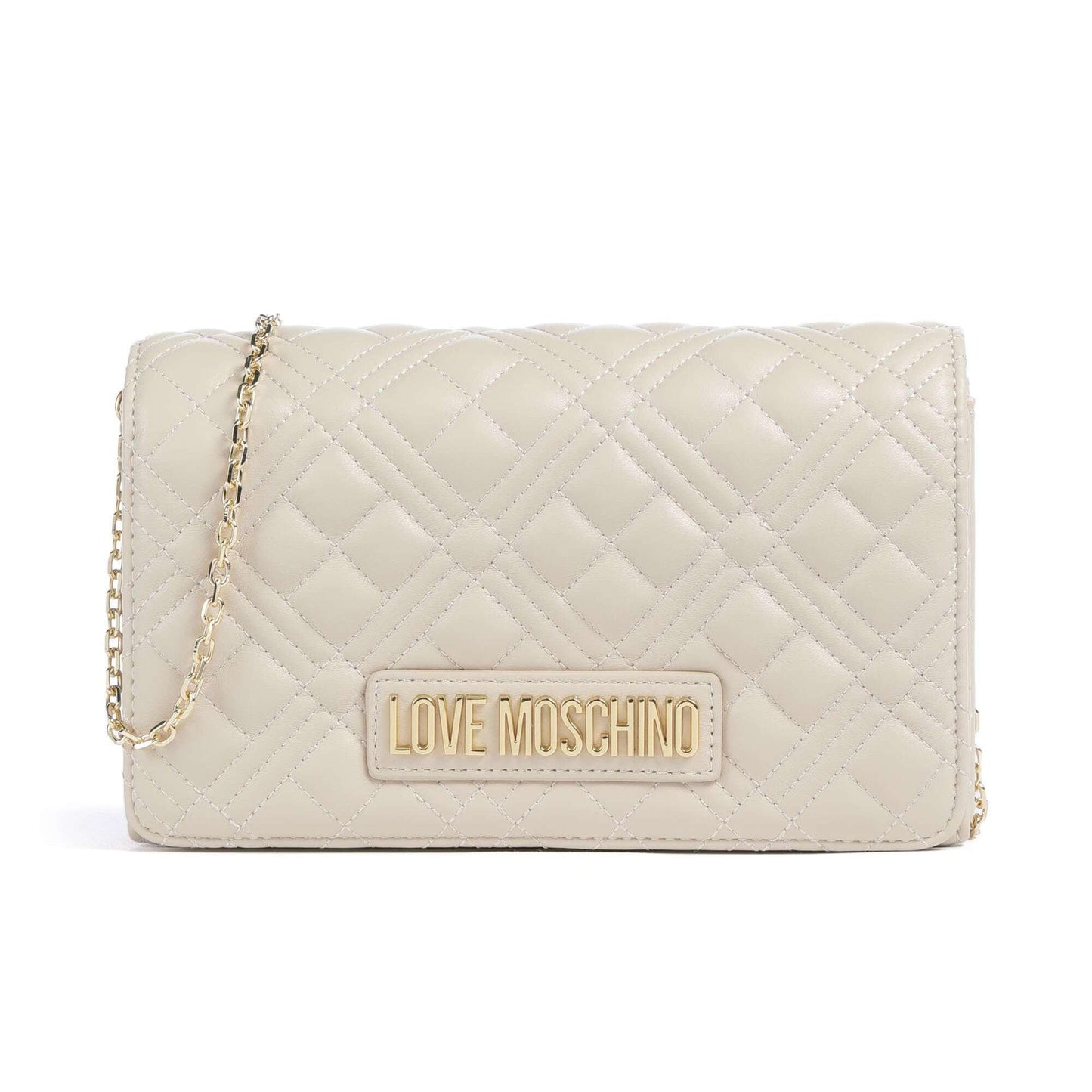 Love Moschino Smart Daily Crossbody Bag in Ivory with Quilted Finish
