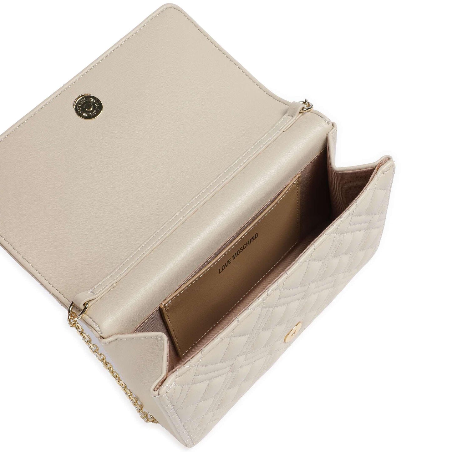 Love Moschino Smart Daily Crossbody Bag in Ivory with Quilted Finish