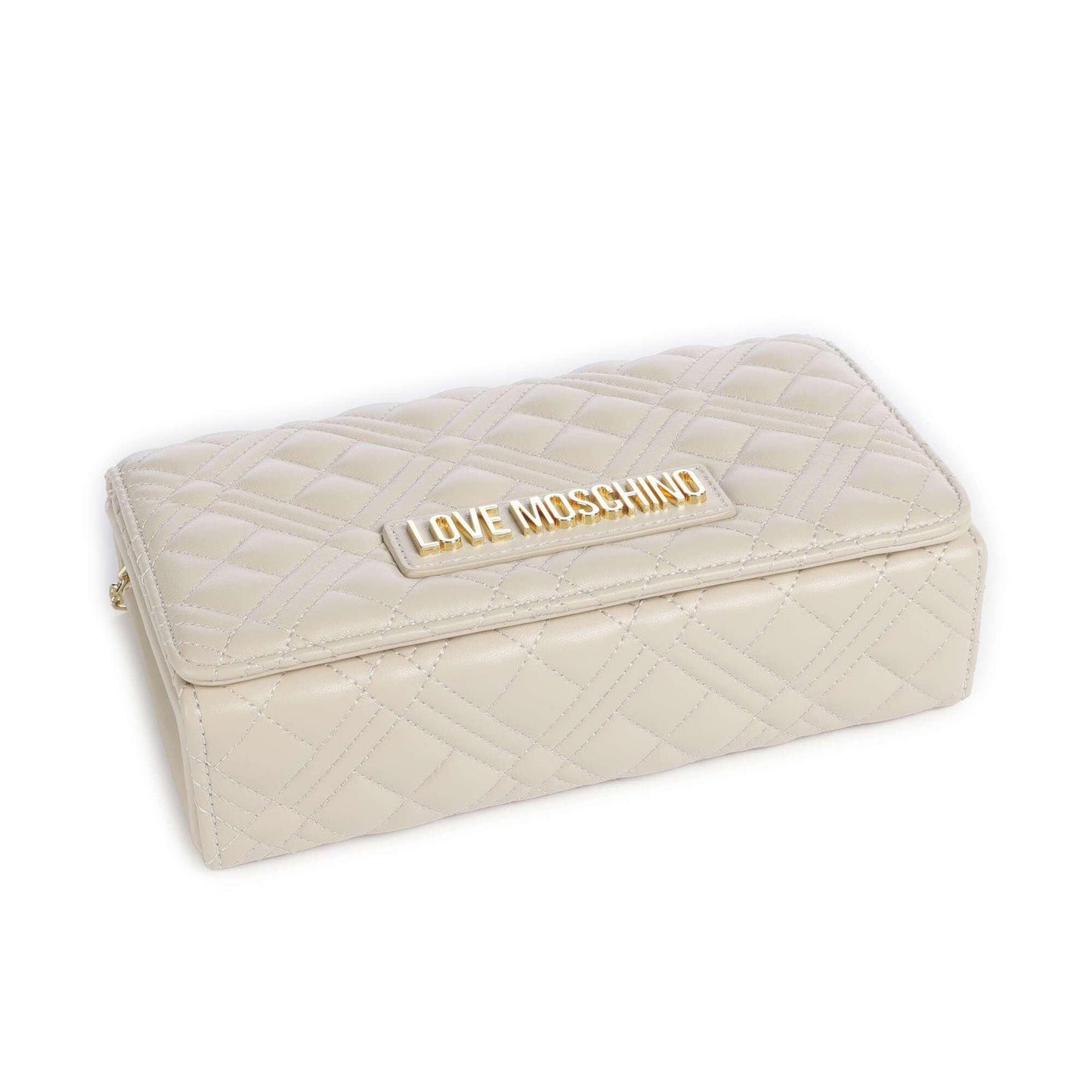Love Moschino Smart Daily Crossbody Bag in Ivory with Quilted Finish