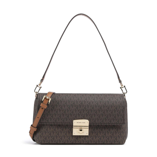 Michael Kors Addie Shoulder Bag in Canvas Dark brown