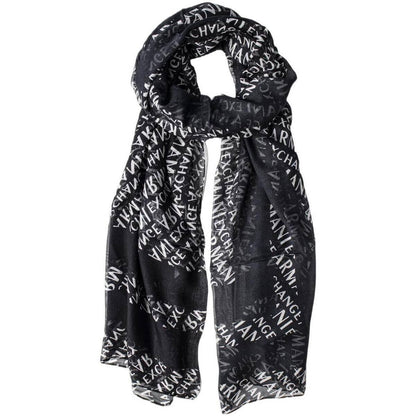 Armani Exchange Black and White Logo Scarf