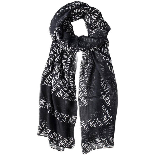 Armani Exchange Black and White Logo Scarf