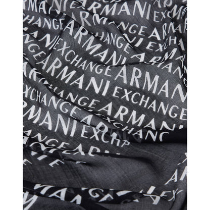 Armani Exchange Black and White Logo Scarf