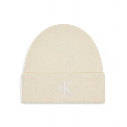 Calvin Klein Embroidered Logo Beanie Cream