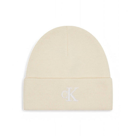 Calvin Klein Embroidered Logo Beanie Cream