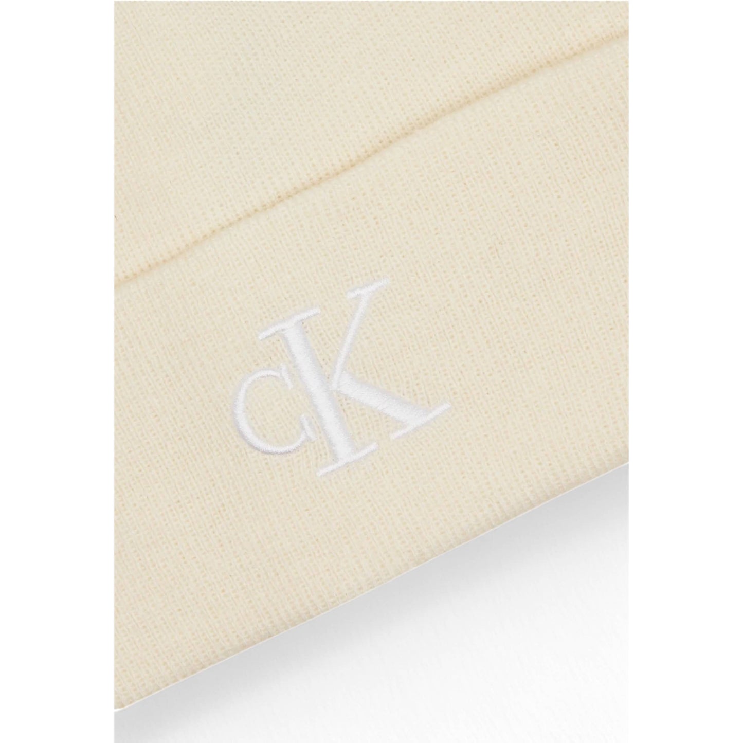 Calvin Klein Embroidered Logo Beanie Cream