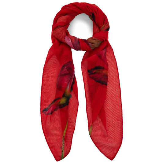 Desigual Vibrant Red Floral Scarf