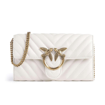 Pinko Love One Wallet in White Fine Grain Cow Leather