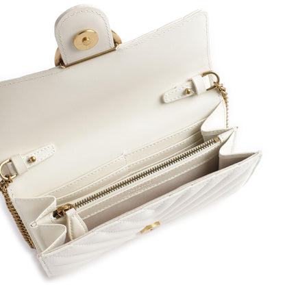 Pinko Love One Wallet in White Fine Grain Cow Leather