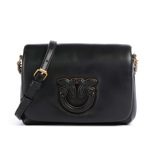 Pinko Love Click Puff Baby Crossbody Bag in Black Sheepskin Leather
