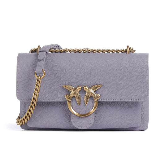 Pinko Love Soft Mini Shoulder Bag in Lavender Grained Leather