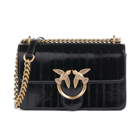 Pinko Love One Mini Shoulder Bag in Black with Iconic Bird Clasp