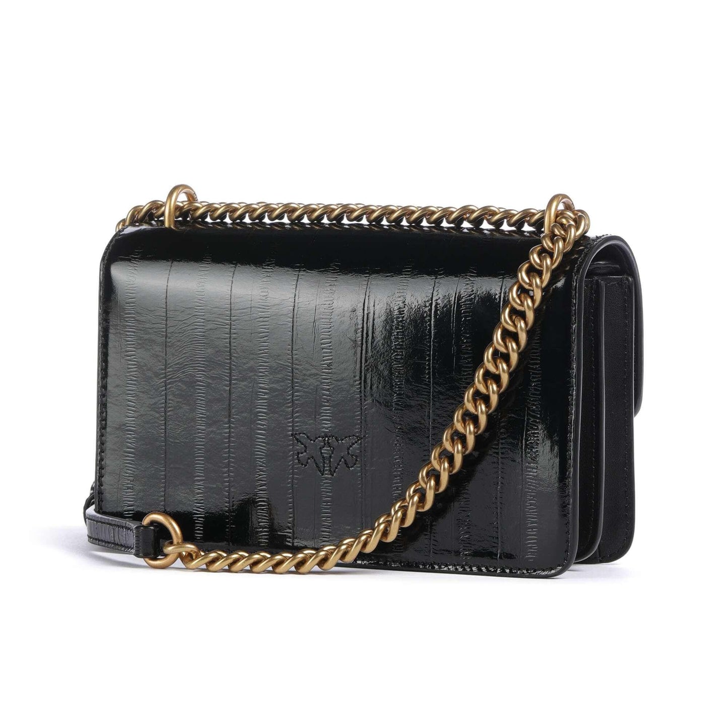 Pinko Love One Mini Shoulder Bag in Black with Iconic Bird Clasp