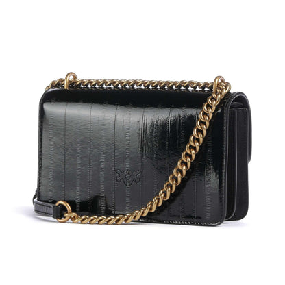 Pinko Love One Mini Shoulder Bag in Black with Iconic Bird Clasp