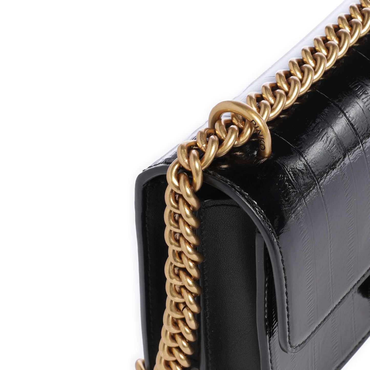 Pinko Love One Mini Shoulder Bag in Black with Iconic Bird Clasp