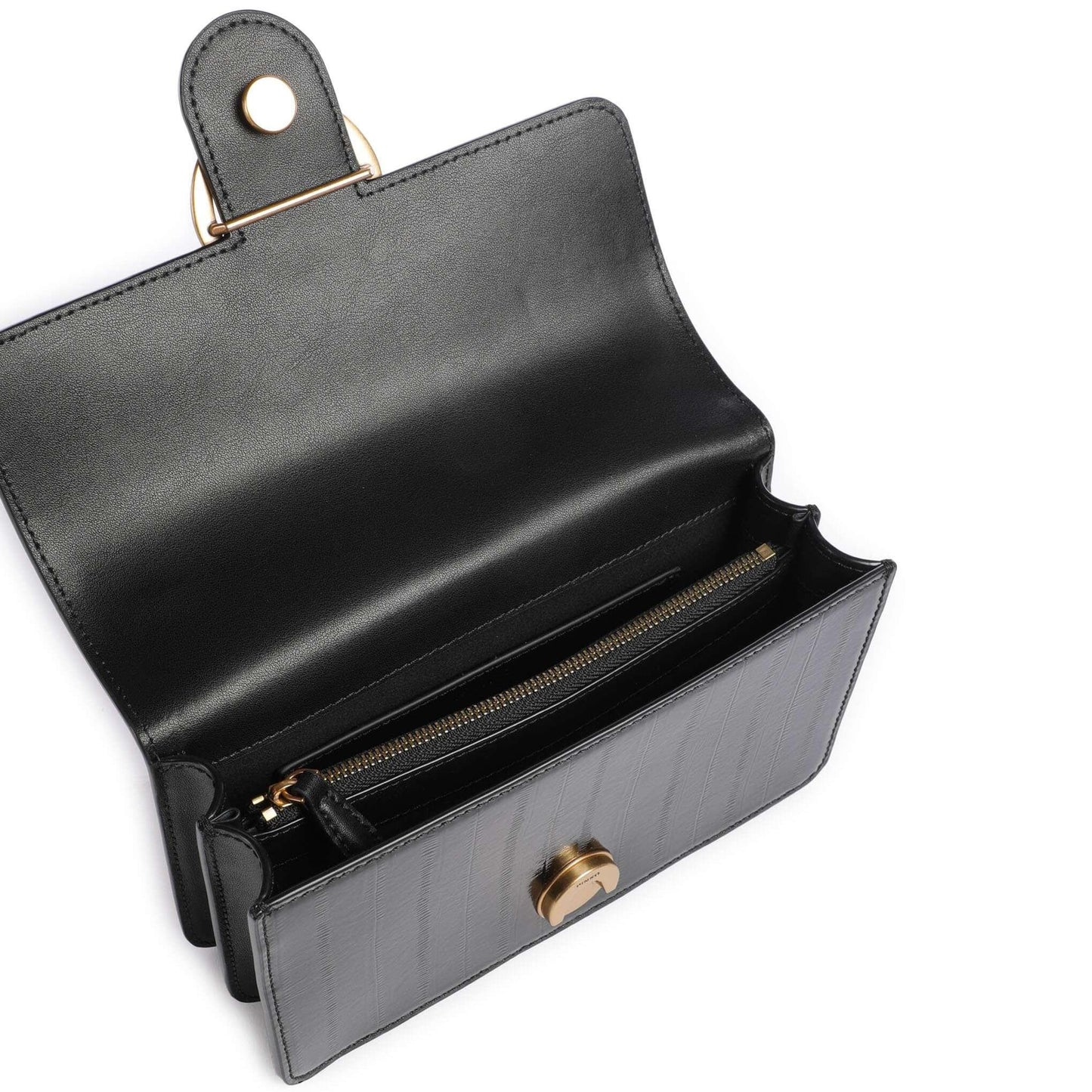 Pinko Love One Mini Shoulder Bag in Black with Iconic Bird Clasp