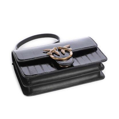 Pinko Love One Mini Shoulder Bag in Black with Iconic Bird Clasp