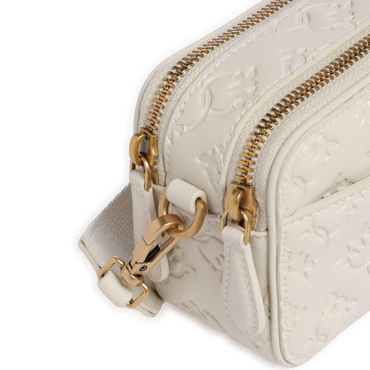 Pinko Mini Crossbody Bag in Cream Embossed Calfskin