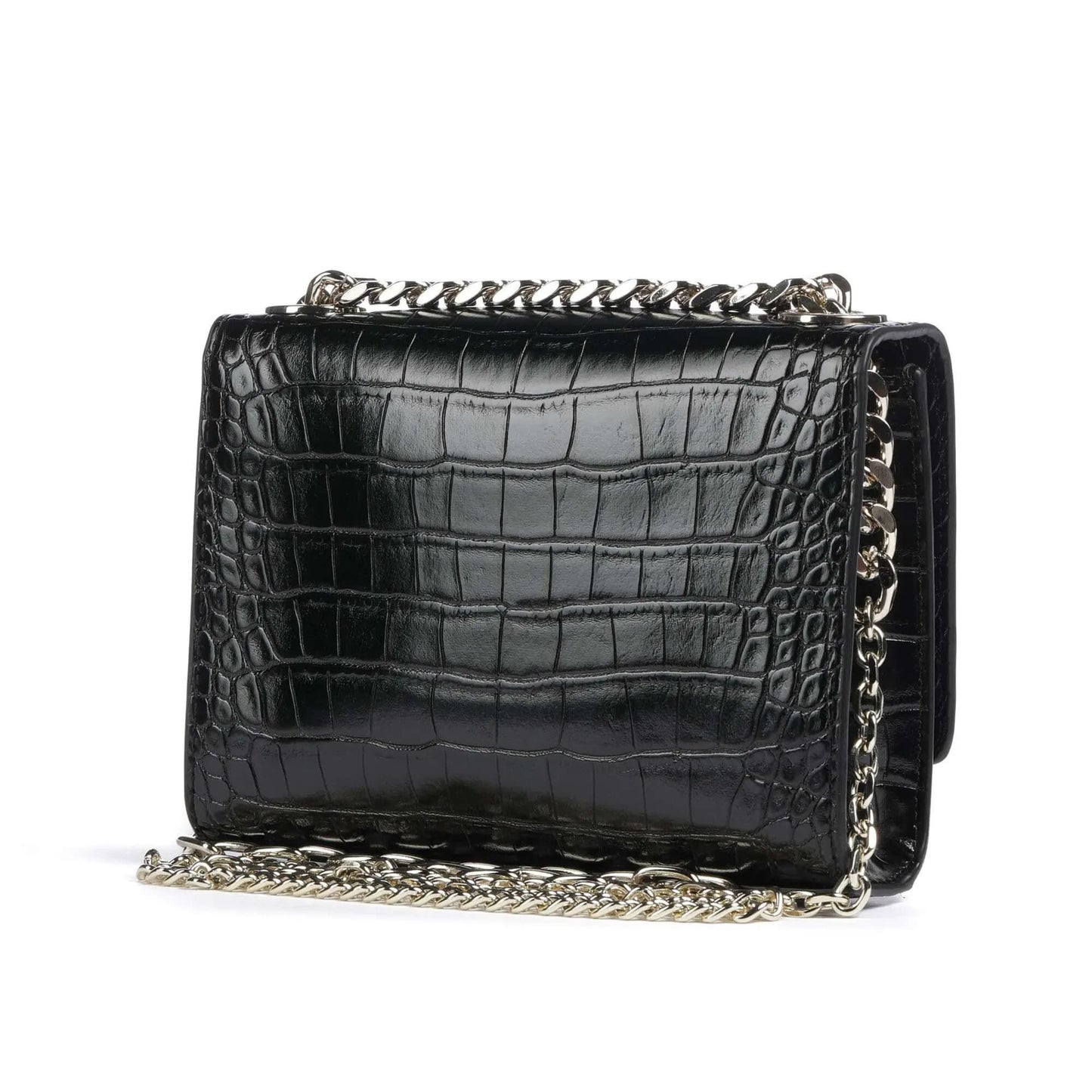 Steve Madden BRAYE Shoulder Bag in Black Croc-Effect with Chain Strap