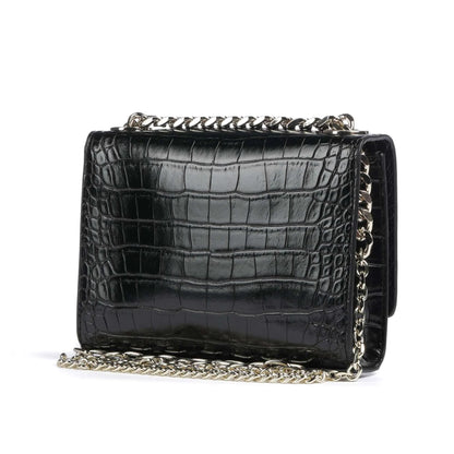 Steve Madden BRAYE Shoulder Bag in Black Croc-Effect with Chain Strap