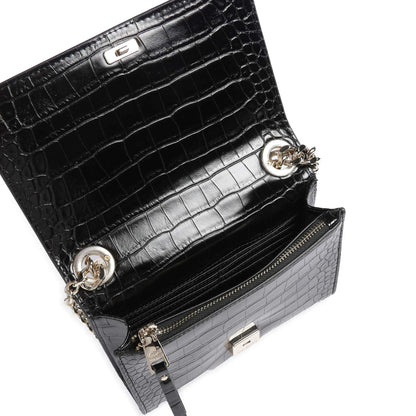 Steve Madden BRAYE Shoulder Bag in Black Croc-Effect with Chain Strap
