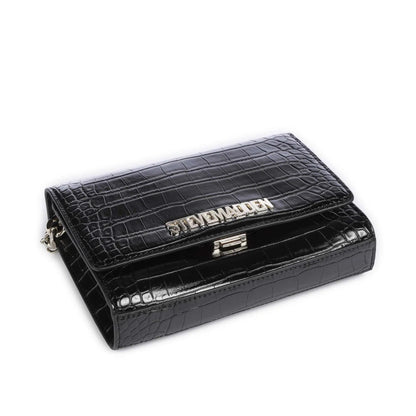 Steve Madden BRAYE Shoulder Bag in Black Croc-Effect with Chain Strap