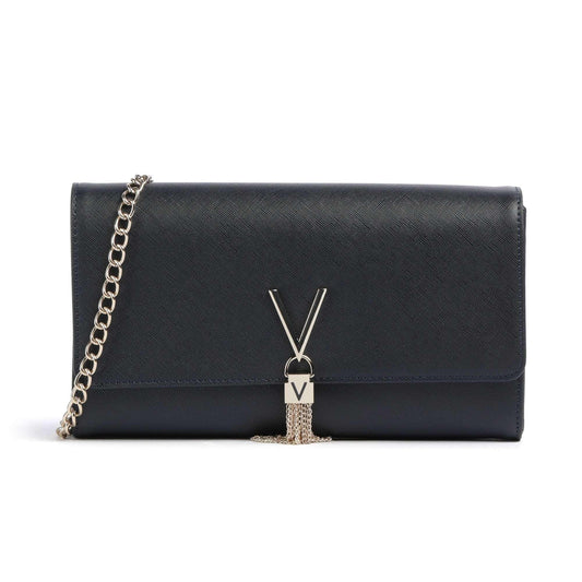Valentino Bags Divina SA Crossbody Bag in Navy Featuring Gold Chain